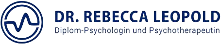 Logo Praxis Dr. Leopold: Stilisierter Herzschlag (EKG) neben Schriftzug "Dr. Rebecca Leopold. Diplom-Psychologin und Psychotherapeutin"